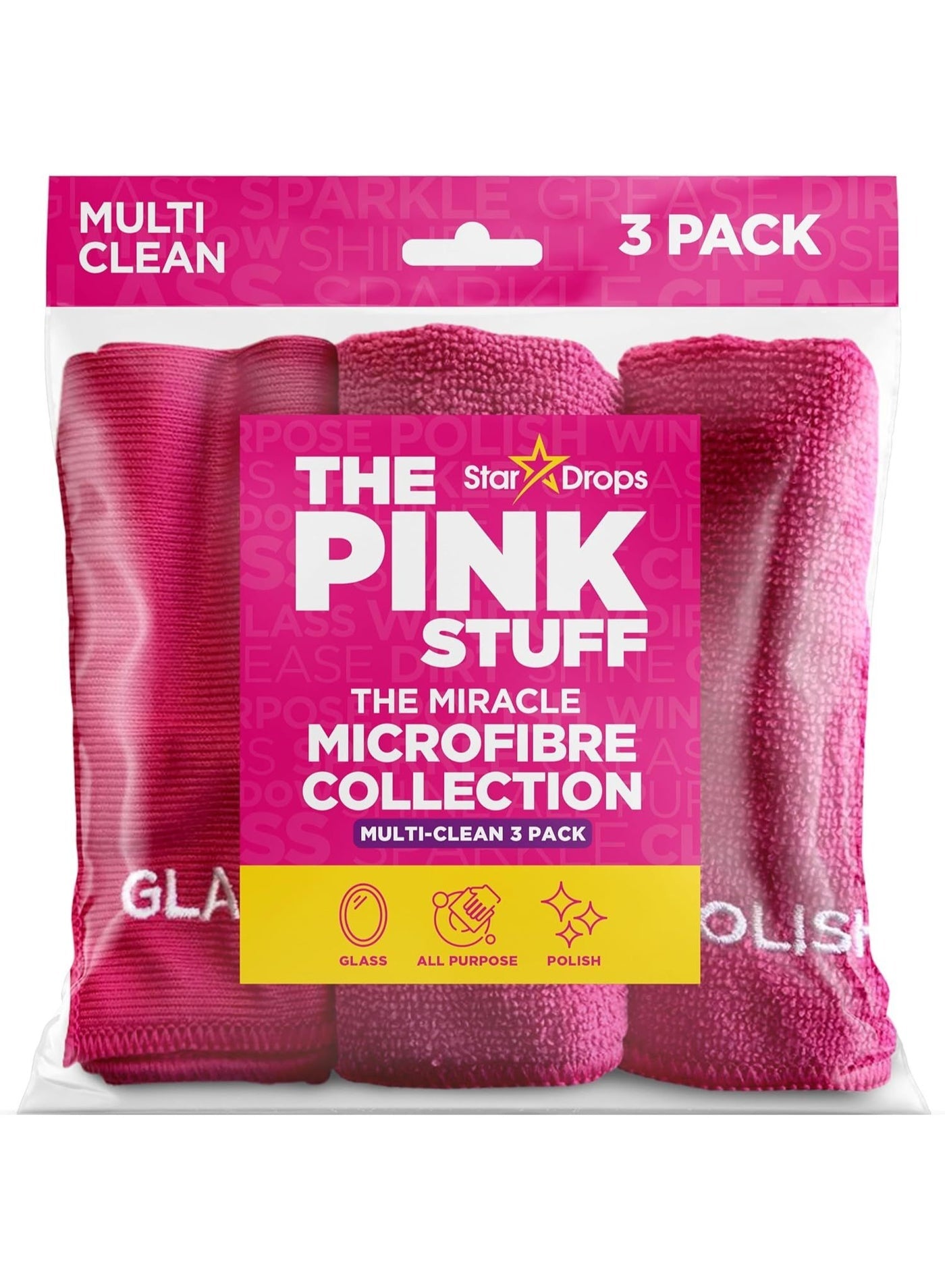 Star Drops The Pink Stuff Miracle Microfibre Cloth Collection 3 Pack